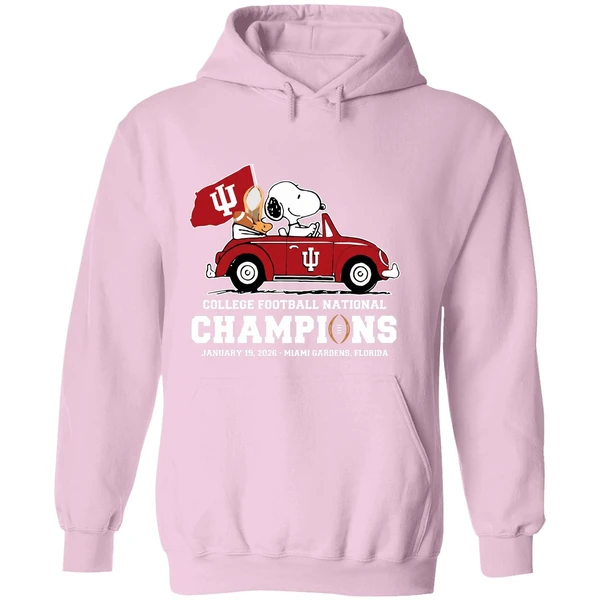 Snoopy And Woodstock Riding Indiana Hoosiers Car College Football National Champions 2026 Hoodie - Image 5