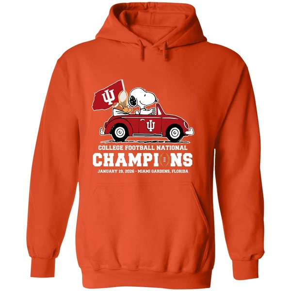 Snoopy And Woodstock Riding Indiana Hoosiers Car College Football National Champions 2026 Hoodie - Image 6