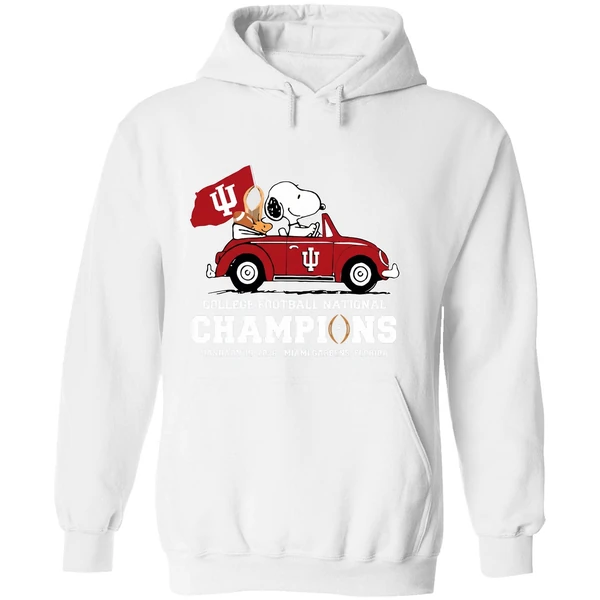 Snoopy And Woodstock Riding Indiana Hoosiers Car College Football National Champions 2026 Hoodie - Image 8