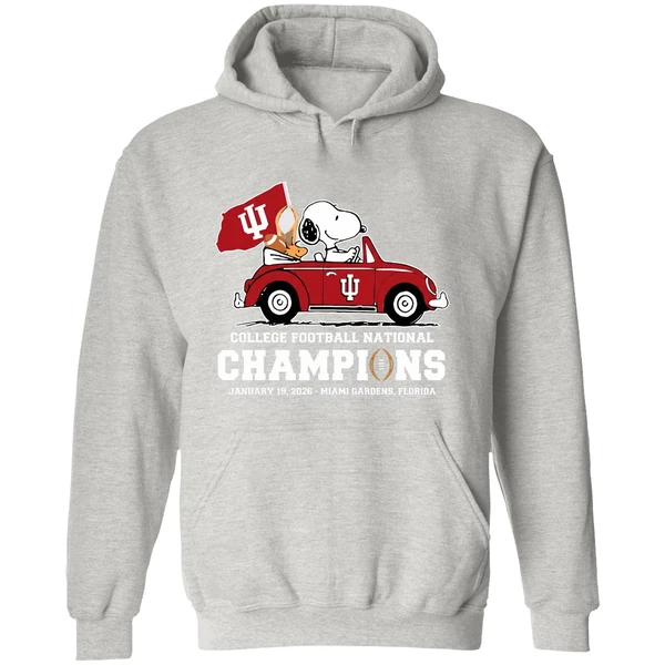 Snoopy And Woodstock Riding Indiana Hoosiers Car College Football National Champions 2026 Hoodie - Image 9