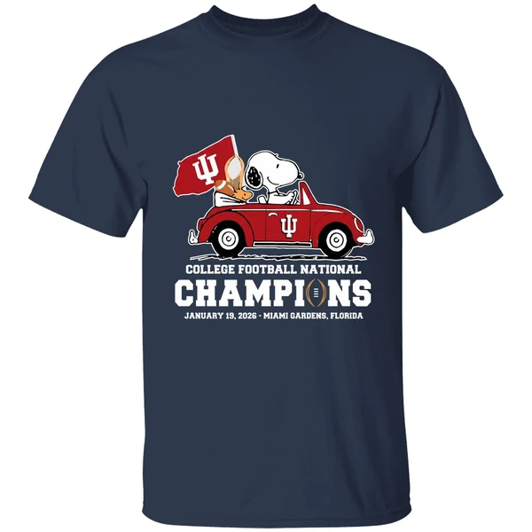 Snoopy And Woodstock Riding Indiana Hoosiers Car College Football National Champions 2026 Shirt - Image 5