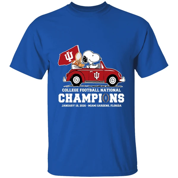 Snoopy And Woodstock Riding Indiana Hoosiers Car College Football National Champions 2026 Shirt - Image 8