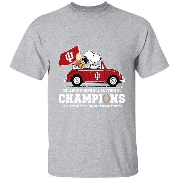 Snoopy And Woodstock Riding Indiana Hoosiers Car College Football National Champions 2026 Shirt - Image 9