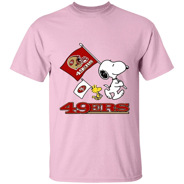 Snoopy And Woodstock San Francisco 49ers Football Shirt - Image 2