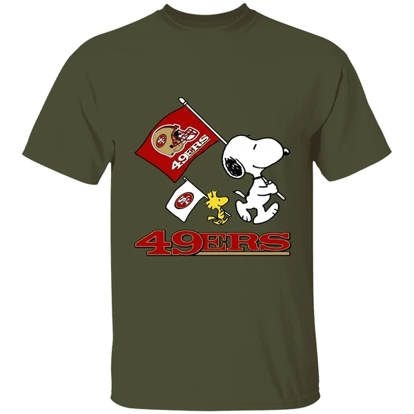 Snoopy And Woodstock San Francisco 49ers Football Shirt - Image 3