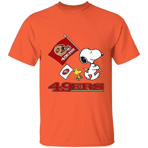 Snoopy And Woodstock San Francisco 49ers Football Shirt - Image 5