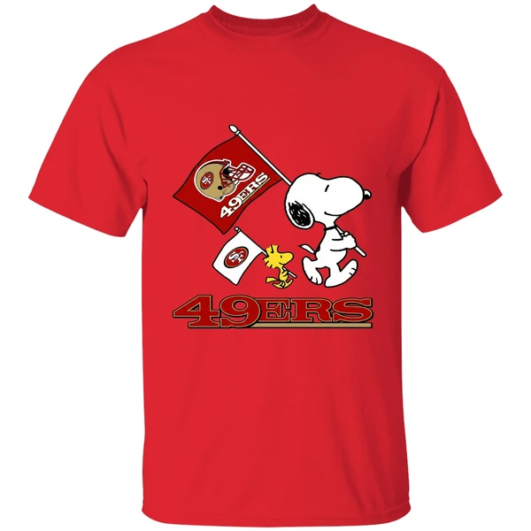Snoopy And Woodstock San Francisco 49ers Football Shirt - Image 6