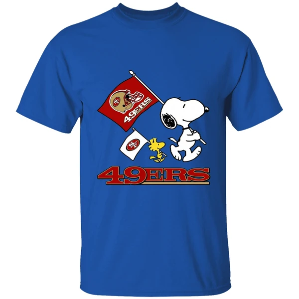Snoopy And Woodstock San Francisco 49ers Football Shirt - Image 7