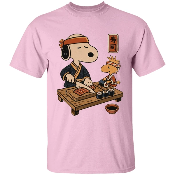 Snoopy And Woodstock Sushi Japan Food Shirt - Image 2