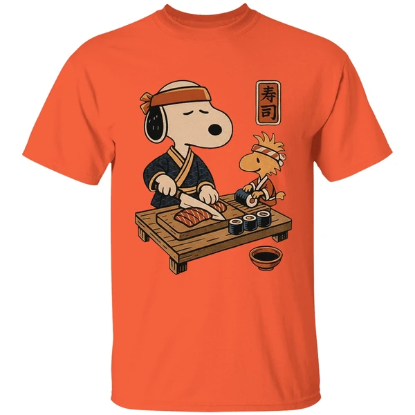 Snoopy And Woodstock Sushi Japan Food Shirt - Image 3