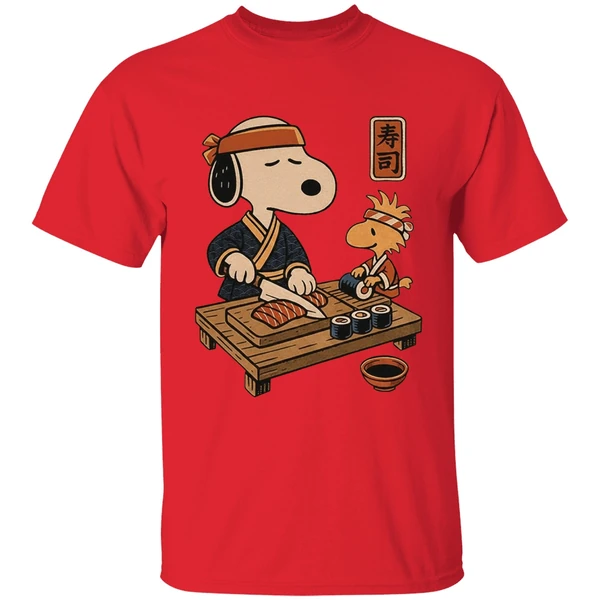 Snoopy And Woodstock Sushi Japan Food Shirt - Image 4