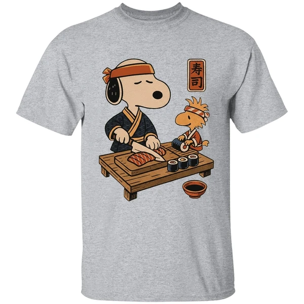 Snoopy And Woodstock Sushi Japan Food Shirt - Image 6
