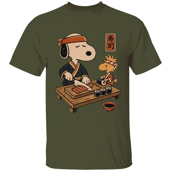 Snoopy And Woodstock Sushi Japan Food Shirt - Image 9