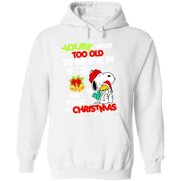 Snoopy And Woodstock Youre Never Too Old To Believe In The Magic Of Christmas Hoodie - Image 8