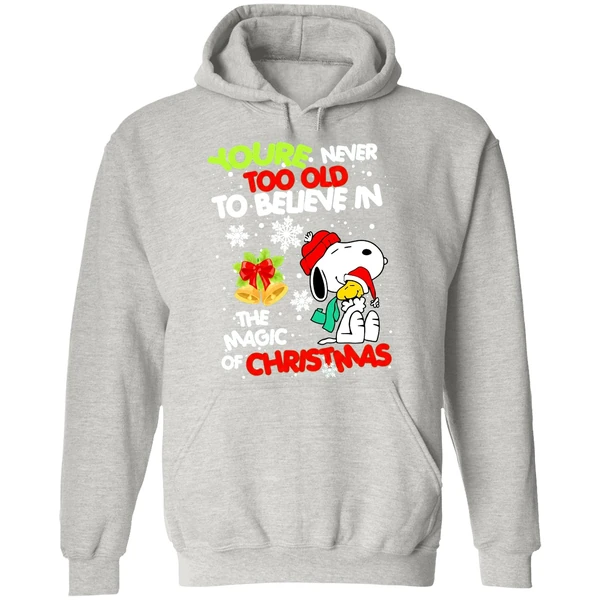 Snoopy And Woodstock Youre Never Too Old To Believe In The Magic Of Christmas Hoodie - Image 9