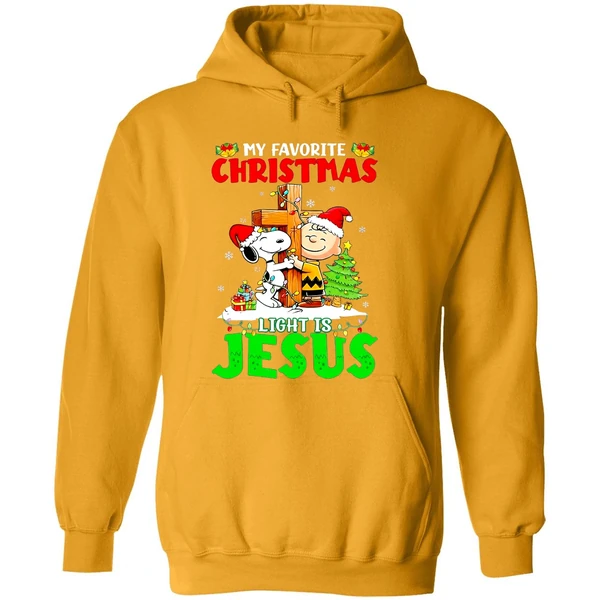 Snoopy Charlie Brown My Favorite Christmas Light Is Jesus Hoodie