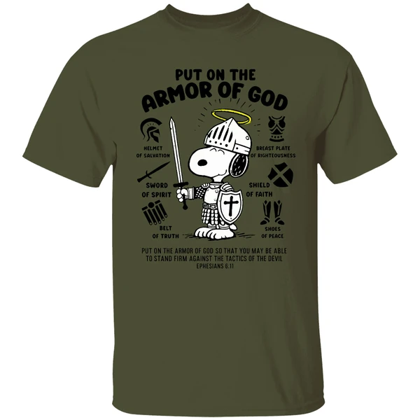 Snoopy Put On The Armor Of God Shirt - Image 3