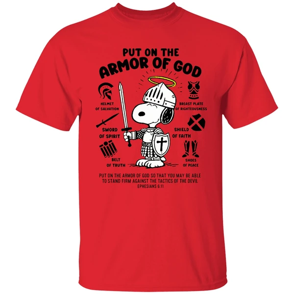 Snoopy Put On The Armor Of God Shirt - Image 6