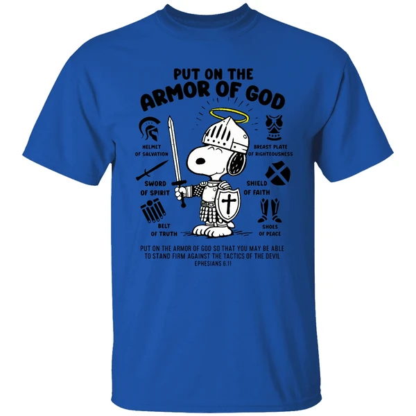 Snoopy Put On The Armor Of God Shirt - Image 7