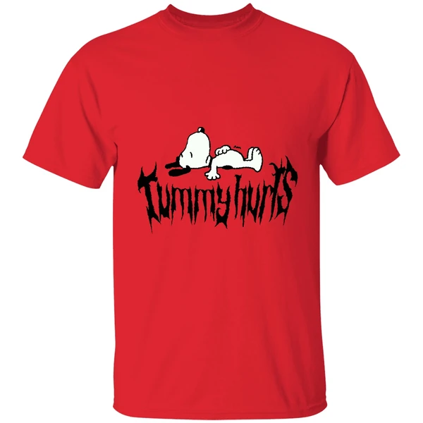 snoopy tummy hurts shirt red