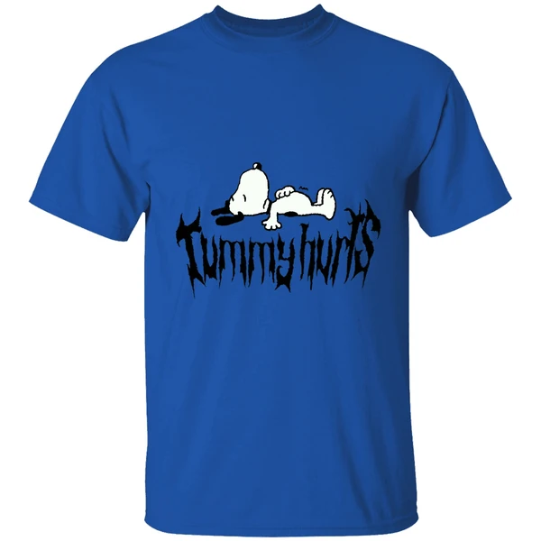 snoopy tummy hurts shirt royalblue