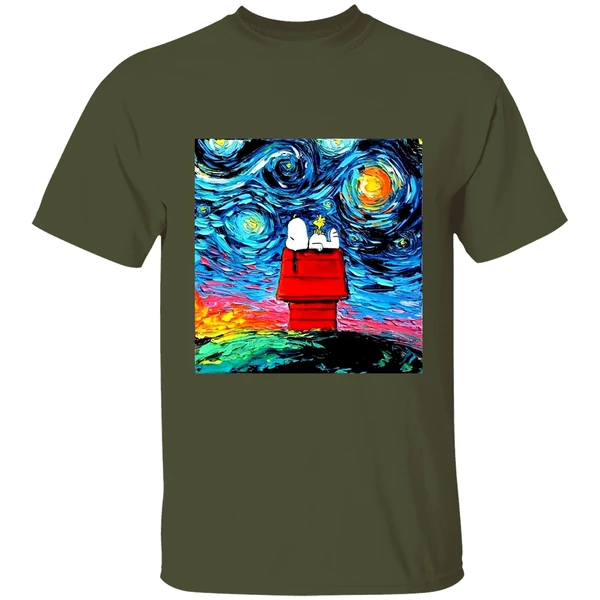 snoopy-vincent-van-gogh-starry-shirt-militarygreen