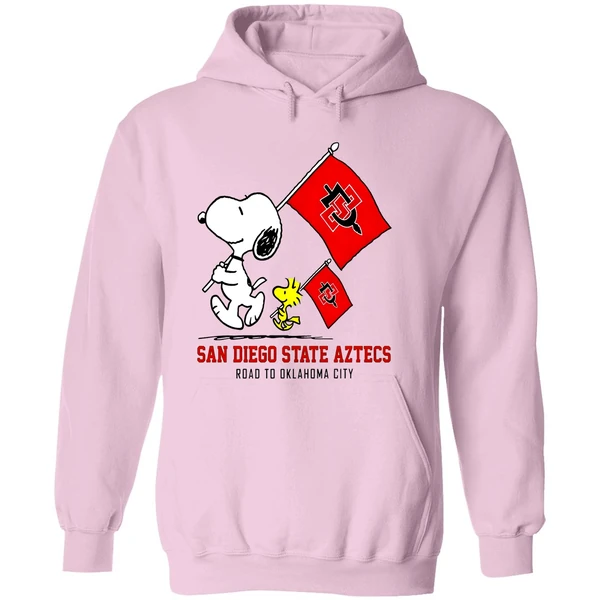 Snoopy Woodstock San Diego State Aztecs Road To Oklahoma City Hoodie - Image 5