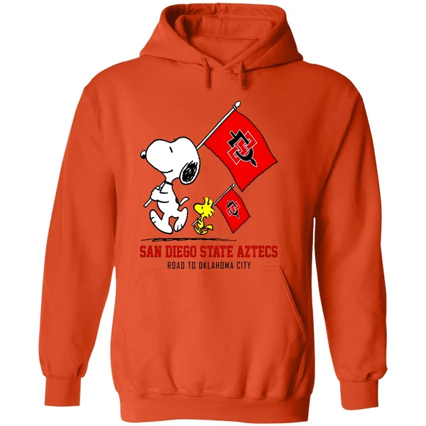 Snoopy Woodstock San Diego State Aztecs Road To Oklahoma City Hoodie - Image 6