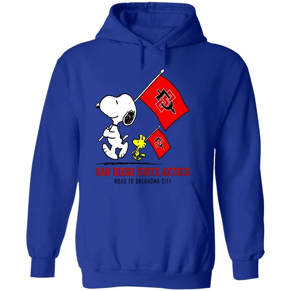Snoopy Woodstock San Diego State Aztecs Road To Oklahoma City Hoodie - Image 7