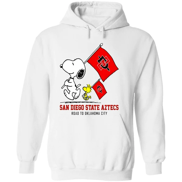 Snoopy Woodstock San Diego State Aztecs Road To Oklahoma City Hoodie - Image 8