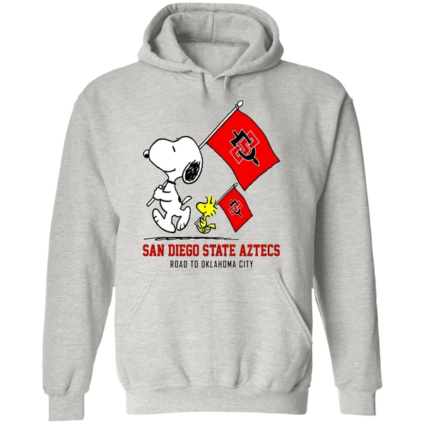 Snoopy Woodstock San Diego State Aztecs Road To Oklahoma City Hoodie - Image 9