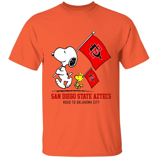 Snoopy Woodstock San Diego State Aztecs Road To Oklahoma City Shirt - Image 5