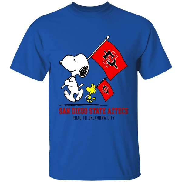 Snoopy Woodstock San Diego State Aztecs Road To Oklahoma City Shirt - Image 7