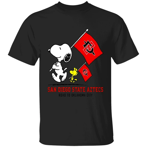 Snoopy Woodstock San Diego State Aztecs Road To Oklahoma City Shirt - Image 8