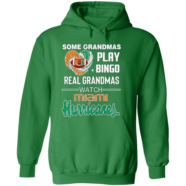 Some Grandmas Play Bingo Real Grandmas Watch Miami Hurricanes Heart Hoodie - Image 2