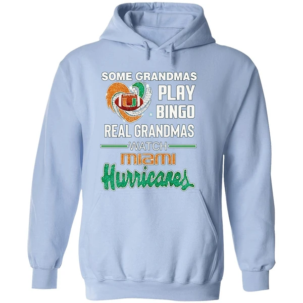 Some Grandmas Play Bingo Real Grandmas Watch Miami Hurricanes Heart Hoodie - Image 4