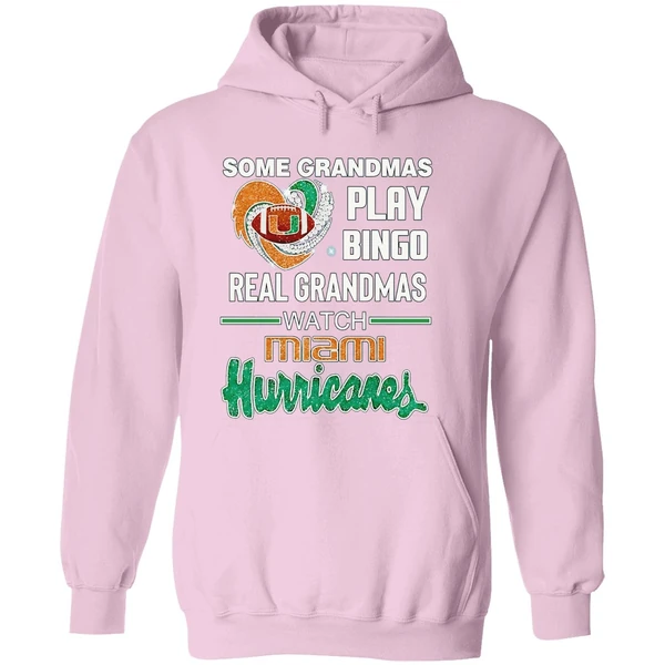 Some Grandmas Play Bingo Real Grandmas Watch Miami Hurricanes Heart Hoodie - Image 5