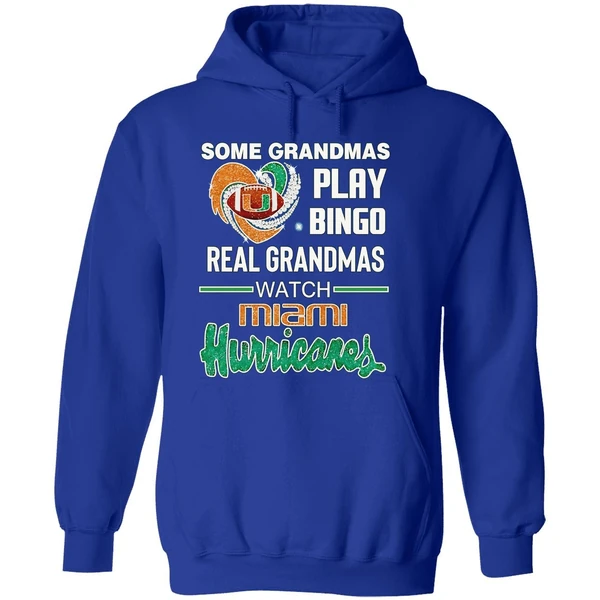 Some Grandmas Play Bingo Real Grandmas Watch Miami Hurricanes Heart Hoodie - Image 7