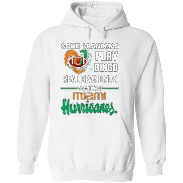 Some Grandmas Play Bingo Real Grandmas Watch Miami Hurricanes Heart Hoodie - Image 8
