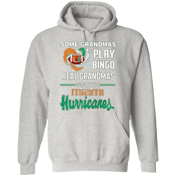 Some Grandmas Play Bingo Real Grandmas Watch Miami Hurricanes Heart Hoodie - Image 9