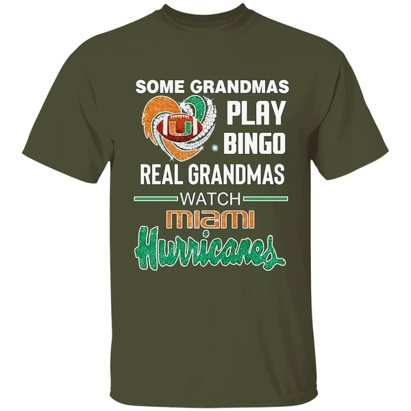 Some Grandmas Play Bingo Real Grandmas Watch Miami Hurricanes Heart Shirt - Image 4