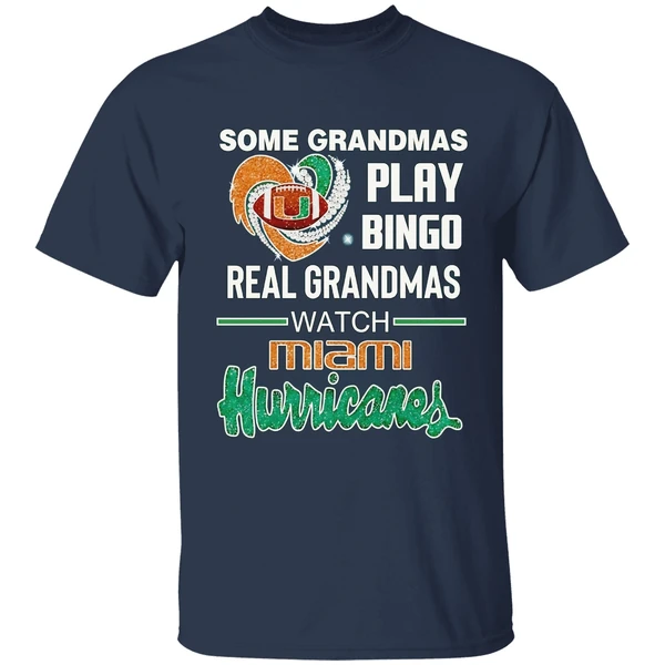 some grandmas play bingo real grandmas watch miami hurricanes heart shirt navy