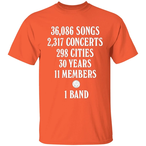 Songs 36086 Concerts 2317 Cities 298 Years 30 Members 11 Grateful Dead Logo Shirt - Image 5