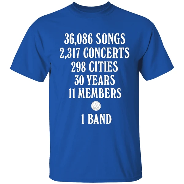 Songs 36086 Concerts 2317 Cities 298 Years 30 Members 11 Grateful Dead Logo Shirt - Image 7