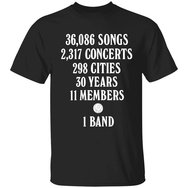 Songs 36086 Concerts 2317 Cities 298 Years 30 Members 11 Grateful Dead Logo Shirt - Image 8