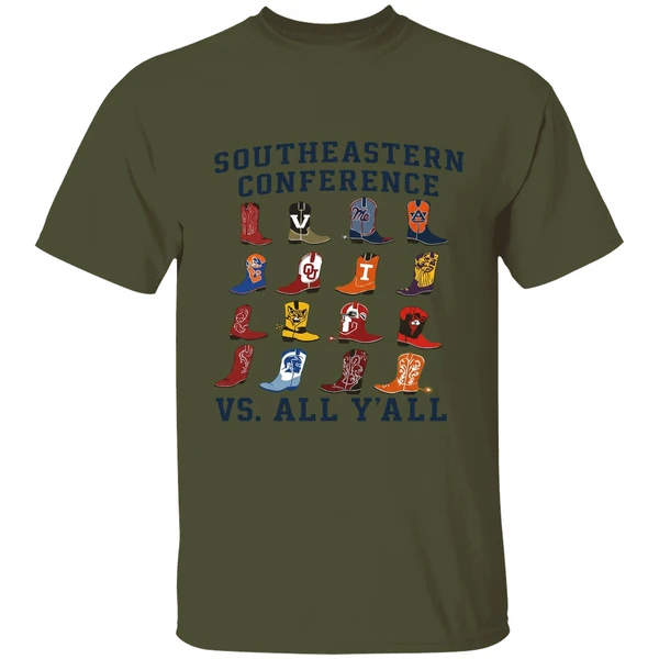 Southeastern Conference Sec Vs All Yall Cowboy Boots Shirt - Image 9