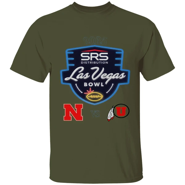srs distribution las vegas bowl 2025 utah utes vs nebraska cornhuskers logo shirt militarygreen