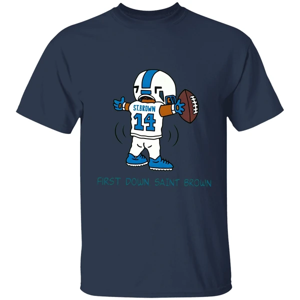 St Brown Detroit Lions First Down Saint Brown Caricature Shirt - Image 4