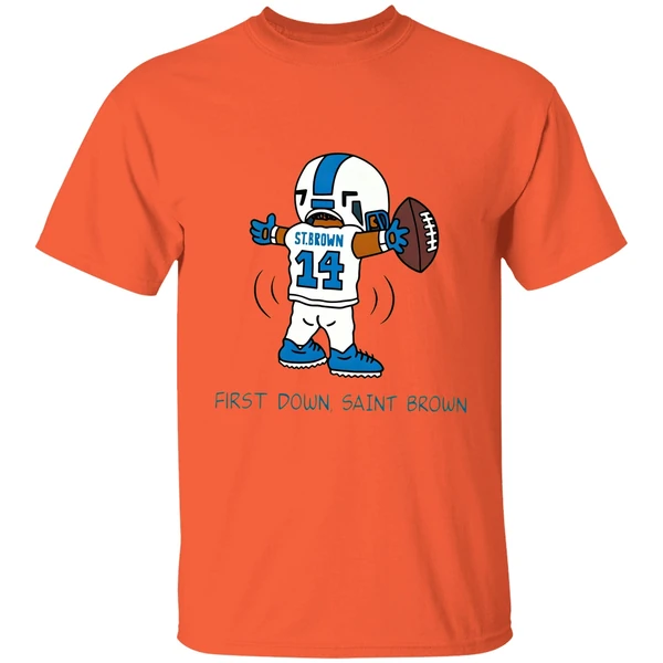 St Brown Detroit Lions First Down Saint Brown Caricature Shirt - Image 5