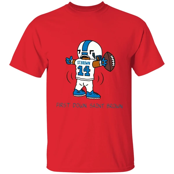 St Brown Detroit Lions First Down Saint Brown Caricature Shirt - Image 6